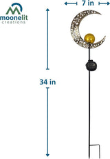 MCSSMOON Solar LED Crescent Moon Garden Light – Waterproof Metal Stake with Crackled Glass - Outdoor Path Light | Lumora