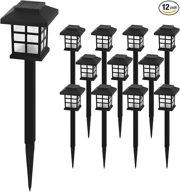 12-Pack Solar Walkway Lights,Solar Pathway Lights Outdoor, Auto Charge/Discharge Ground Lamp , IP44 Waterproof | Lumora