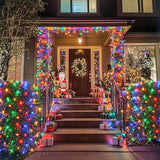 JMEXSUSS 200 LED Christmas Net Lights Plug in, 8 Modes 9.8ft x 6.6ft Net Lights Outdoor Mesh Light, Waterproof Bush Light for Outside Garden Lawn Yard (Multicolor)