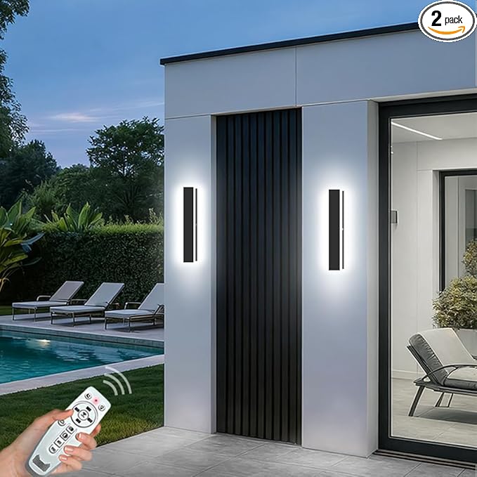 2 Pack Outdoor Wall Lights for House,Waterproof 3CCT Color Selectable Outdoor Sconce Light,Long Strip Wall Sconce | Lumora