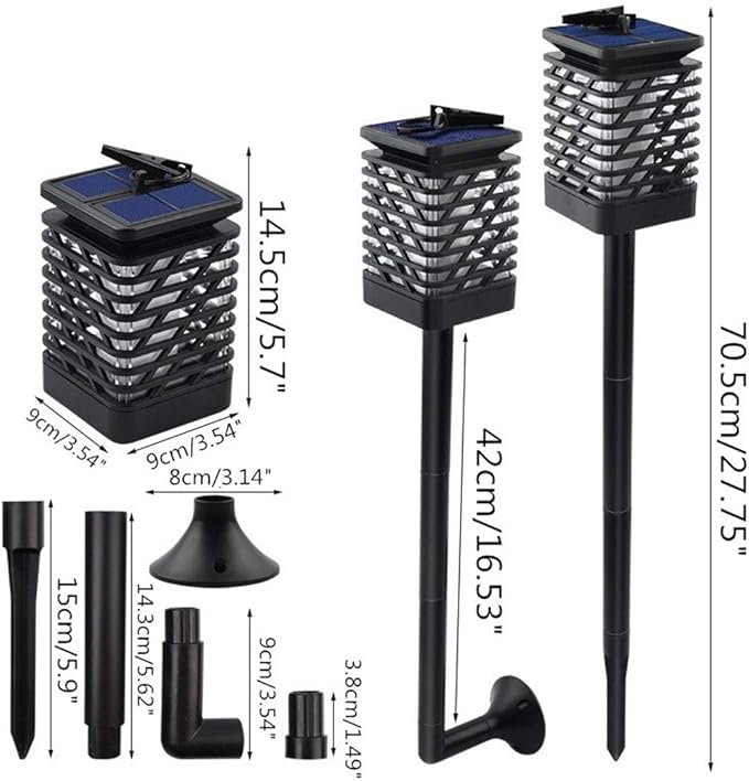 Ulalaza 1Pc Solar Outdoor Lights 12 LED Flickering Flames Torch Light Waterproof Landscape Ligh Auto On/Off Path Lights
