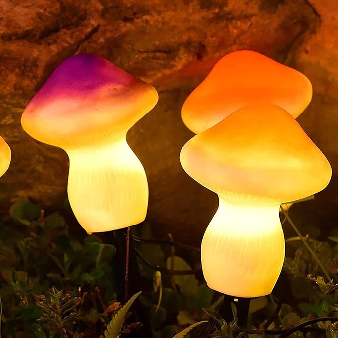 Super Bright Solar Lights, Set of 3 Solar Mushroom Lights, Outdoor Waterproof Solar Powered Mushroom Lights, Garden Stake Lights for Garden Yard Backyard Lawn Path Lights (Color : 3 Colors)