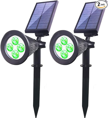 Clordeal Solar Lights Outdoor Waterproof, 2 in 1 LED Landscape Lights, 4 LED Solar Flag Pole Light Garden Pathway Yard Patio Lawn Decorative Lighting (Green)