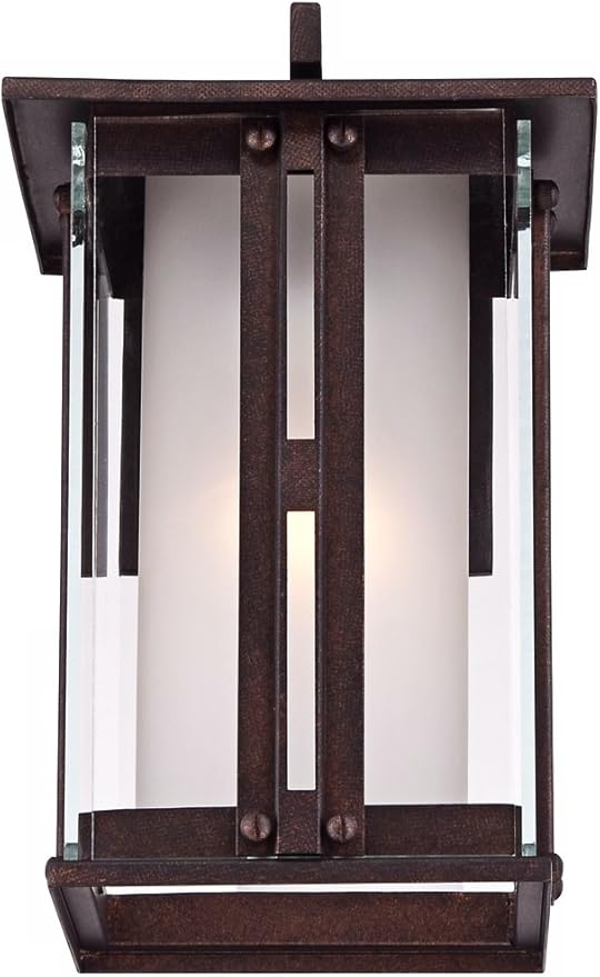 Franklin Iron Works Fallbrook Rustic Farmhouse Outdoor Wall Light Fixture Bronze Steel 11 3/4" Clear Frosted Double Glass for Exterior House Porch Patio Outside Deck Garage Front Door Garden Home