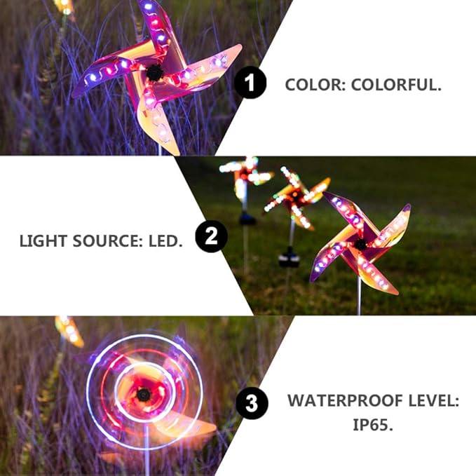 Windmill Shape Solar Path Light Ground Inserted Solar Lamp Outdoor Decorative Lantern for Patio