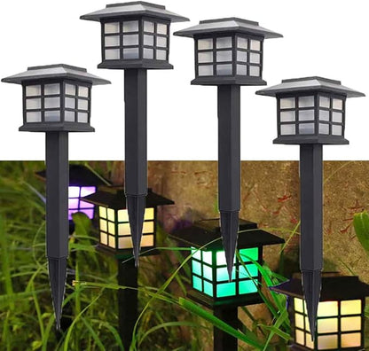Waterproof Led Solar Lawn Lights Outdoor- Solar Garden Lights - Solar Pathway Lights- Landscape Lights Path Lights for Patio/Lawn/Yard/Landscape Gift Multicolor-4 Pack