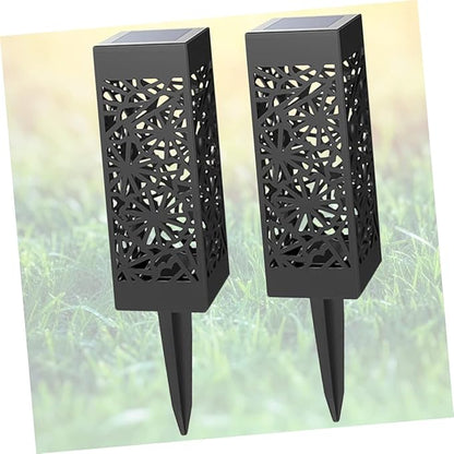 Garneck 2pcs Hollow Solar Lawn Lights Outdoor Garden Stake Lamps Warm/White Light Waterproof Landscape Lighting for Pathway Yard and Driveway