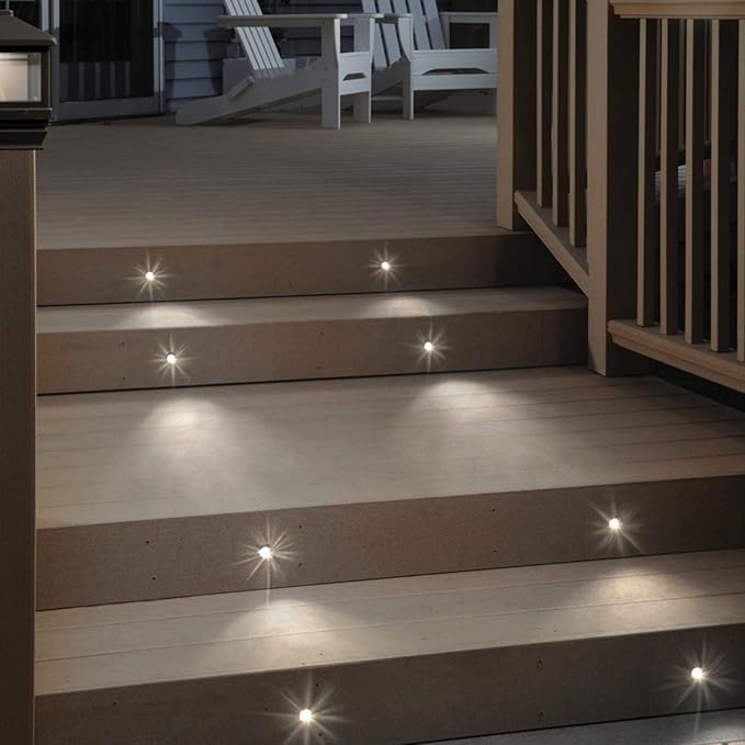 Deck Lights Outdoor Waterproof Low Voltage Lighting Kit Stainless Steel 1W Outdoor Yard Garden Decoration Lamps Landscape Pathway Patio Step Stairs Black Border(10pcs,Cool White)
