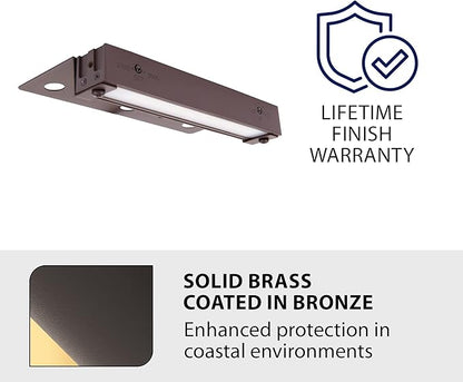 WAC Landscape Lighting, Hardscape 6in LED 12V Strip Light with Quick Release and 2-CCT 2700K-3000K in Solid Brass Coated with Bronze