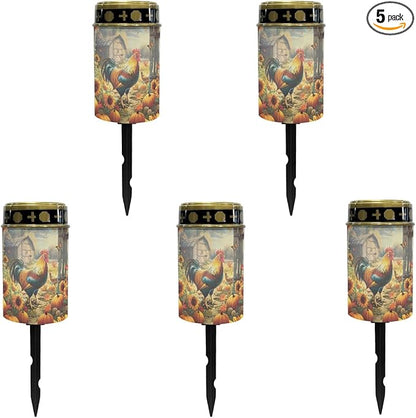 Sunflower Chicken Solar Lights Outdoor Waterproof Solar Stake Lights Solar Pathway Lights Flamelight Lights Solar Lantern Landscape Lighting Spotlight for Yard Patio Driveway