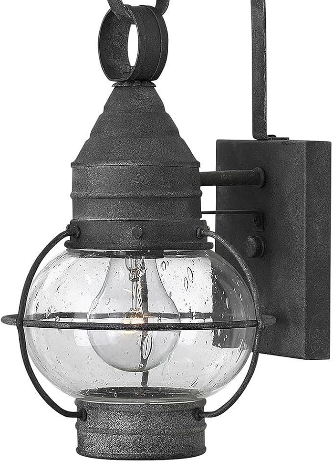 Hinkley Cape Cod 2206DZ Medium Outdoor Wall Mount Onion Lantern - Clear Seedy Glass, Wet Rated - Aged Zinc