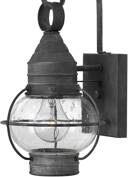 Hinkley Cape Cod 2206DZ Medium Outdoor Wall Mount Onion Lantern - Clear Seedy Glass, Wet Rated - Aged Zinc