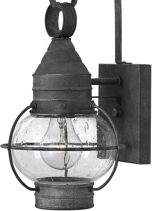 Hinkley Cape Cod 2206DZ Medium Outdoor Wall Mount Onion Lantern - Clear Seedy Glass, Wet Rated - Aged Zinc