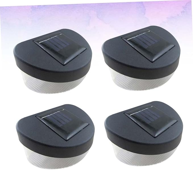 4pcs Solar Fence Lights Led Outdoor Garden Wall Lamps Black Shell White Light Easy to Install for Pathways Porches and Gardens
