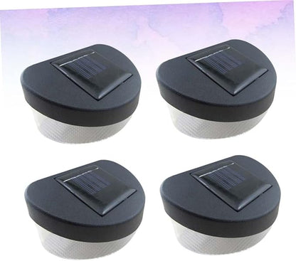 4pcs Solar Fence Lights Led Outdoor Garden Wall Lamps Black Shell White Light Easy to Install for Pathways Porches and Gardens