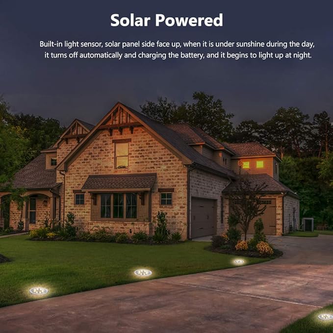 Aogist Solar Ground Lights, LED Garden Disk Lights In-Ground Outdoor Landscape Lighting for Lawn Patio Pathway Yard | Lumora