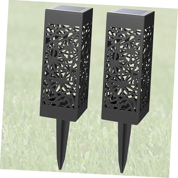 SUPVOX Solar Lawn Lights 2-Pack Hollow Ground Plug Outdoor Garden Lamps Warm White Landscape Path Lighting for Yard Driveway Patio