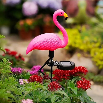 yaokingdom Waterproof Solar Flamingo Garden Light, Durable Blow Molded Yellow Beak and red Body Flamingo Shape, Bird feet and Ground Plug Removable