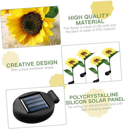 Solar Sunflower Stick Lamp 10 LED Outdoor Solar Garden Path Lights Lawn Yard Landscape Lighting Ground Plug Stake for Patio Decor Random Color