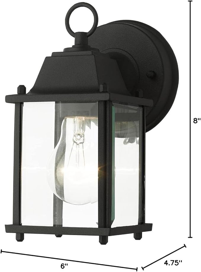 Livex Lighting 7506-14 Frontenac Traditional 1-Light Outdoor Wall Lantern with Clear Beveled Glass Shades, 8" x | Lumora