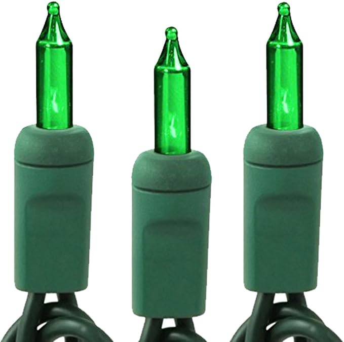 Holiday Essence - 100 Green Christmas Light Set String Lights with Green Wire Professional Grade Indoor and Outdoor Use Decorate Christmas Trees Bushes Fences Garden Party Patio Decor