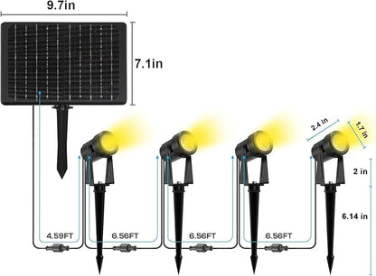 Zyan Solar Landscape Spotlights, Separate Monocrystalline Panels & USB-C Powered 16200mAh All-Night Auto On Off Dusk to Dawn, Outdoor IP65 Waterproof, Warm White for Yard Pathway Patio (12 Pack)
