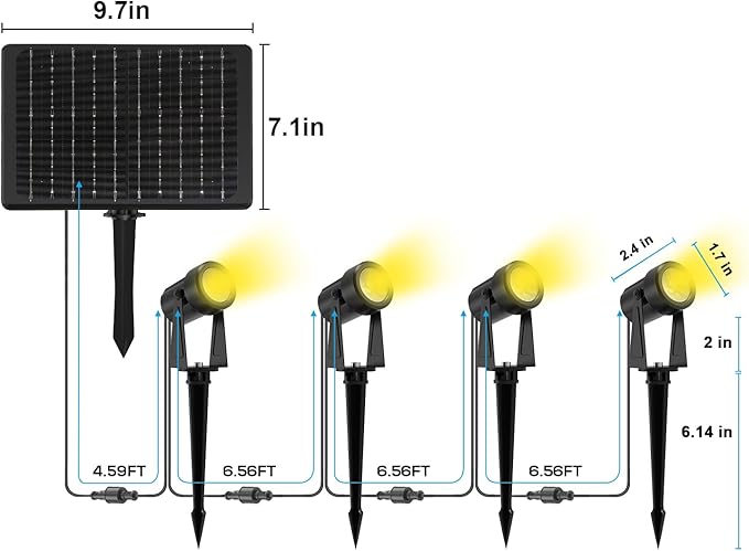 ZYAN Solar Landscape Spotlights, Separate Monocrystalline Panels & USB-C Powered 10800mAh All-Night Auto On Off Dusk to Dawn, Outdoor IP65 Waterproof, Warm White for Yard Pathway Patio (8 Pack)