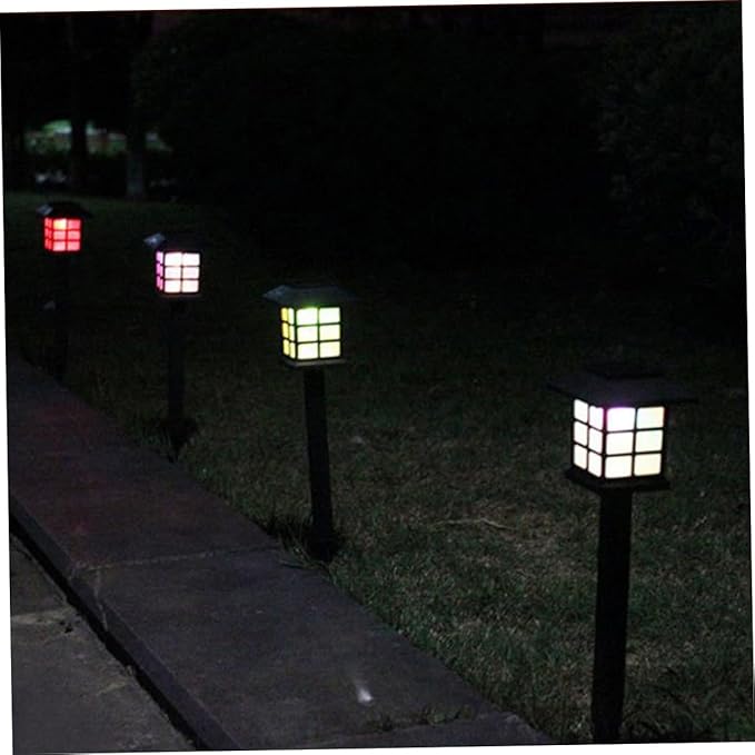 DOITOOL 5 Pcs Solar Garden Pathway Lights Outdoor Solar Powered Spike Landscape Lighting for Walkway Lawn Patio Driveway with Warm LED Glow Black