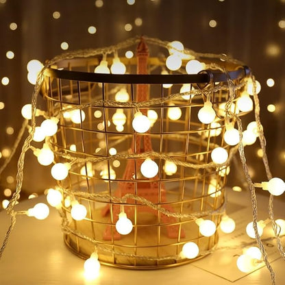 Festival Lights, Battery Powered Fairy Lights 33ft 80LED, Outdoor Waterproof String Lights with Remote, 8 Modes for Indoor, Garden, Patio, Camping, Xmas Decor (Warm White Small C)