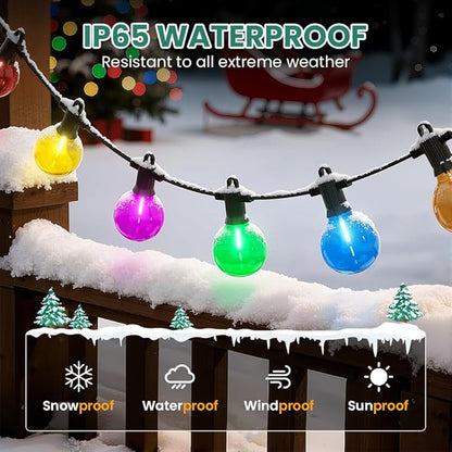 Christmas Outdoor String Lights 100FT, Colored Patio Lights, Shatterproof Dimmable Hanging Light with 50 LED G40 Bulbs Waterproof Outside Light for Xmas Halloween Garden Backyard Yard Bistro Holiday