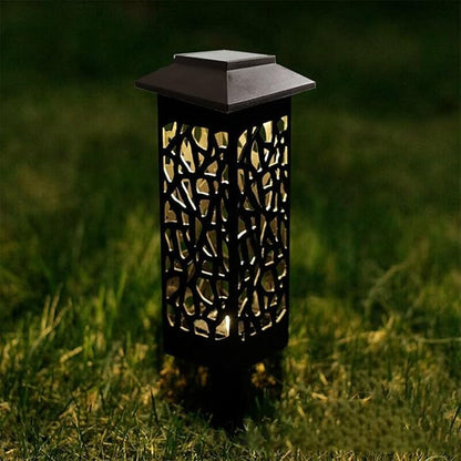 6pcs Solar Hollow-Out Ground Plug Lights Waterproof Garden Solar Path Lights Warm White for Outdoor Lawn Landscape