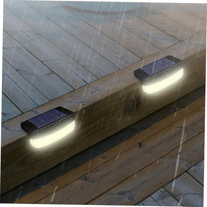 2pcs Solar Stair Lamps Outdoor Step Lights with High-Efficiency Panels for Garden Deck Fence Handrail Lighting