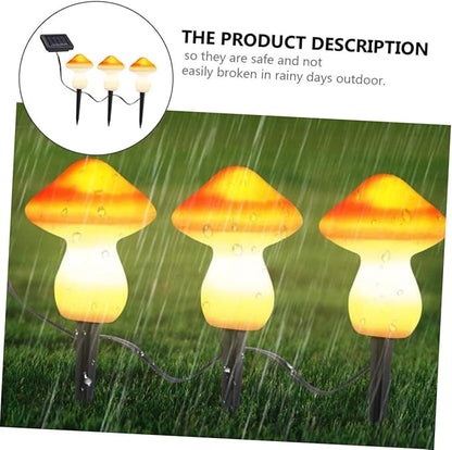 Hemoton Solar Powered Outdoor Garden Lights Led Mushroom Stake Lamp Auto-dimming Solar Pathway Light