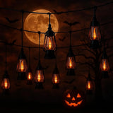 10 Light LED Flicker Flame Plastic Oil Lamp String Set, 20ft Black Wire – Indoor/Outdoor Vintage Flame Effect | Lumora