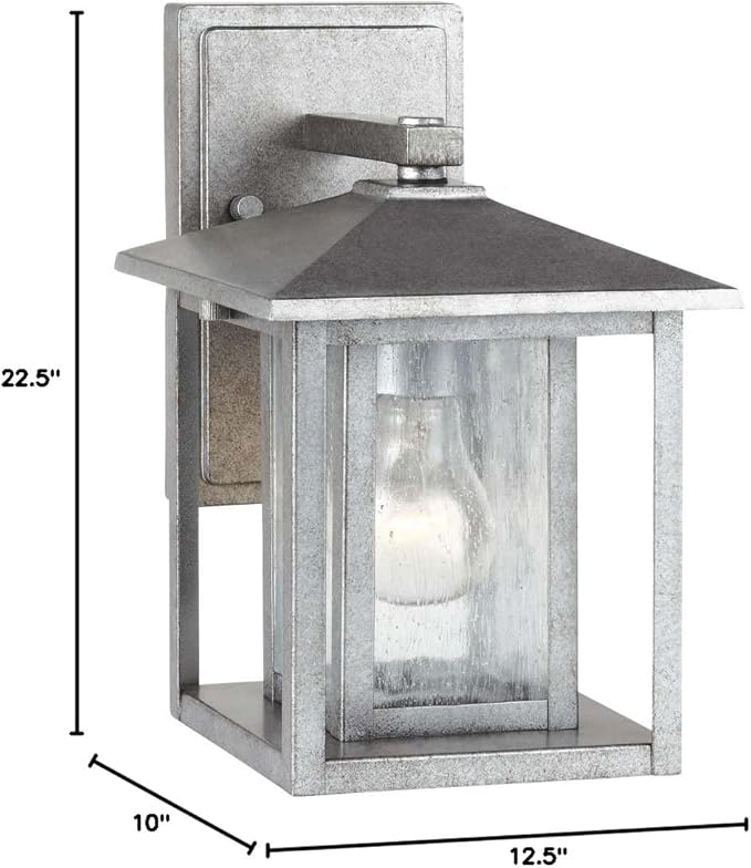 Generation Lighting 88025-57 Hunnington One - Light Outdoor Wall Lantern Outside Fixture, Weathered Pewter | Lumora