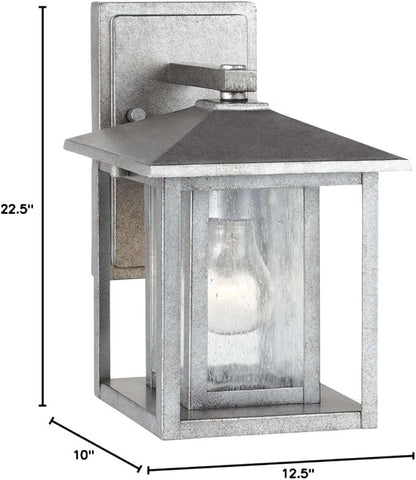 Generation Lighting 88025-57 Hunnington One - Light Outdoor Wall Lantern Outside Fixture, Weathered Pewter