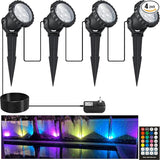 Spotlights Outdoor, RGB Color Changing Landscape Lights 12W 800lm 120V Plug in LED Spot Lights with Remote, IP66 | Lumora