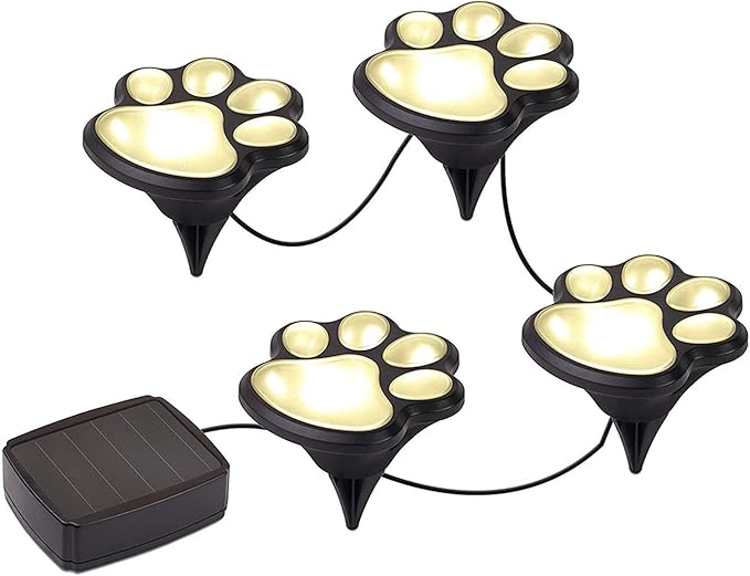 Solar Led Pet Paws Animal Prints Decorative Exterior Lanterns for Yard Garden Landscape Pathway Outdoor Waterproof Lights