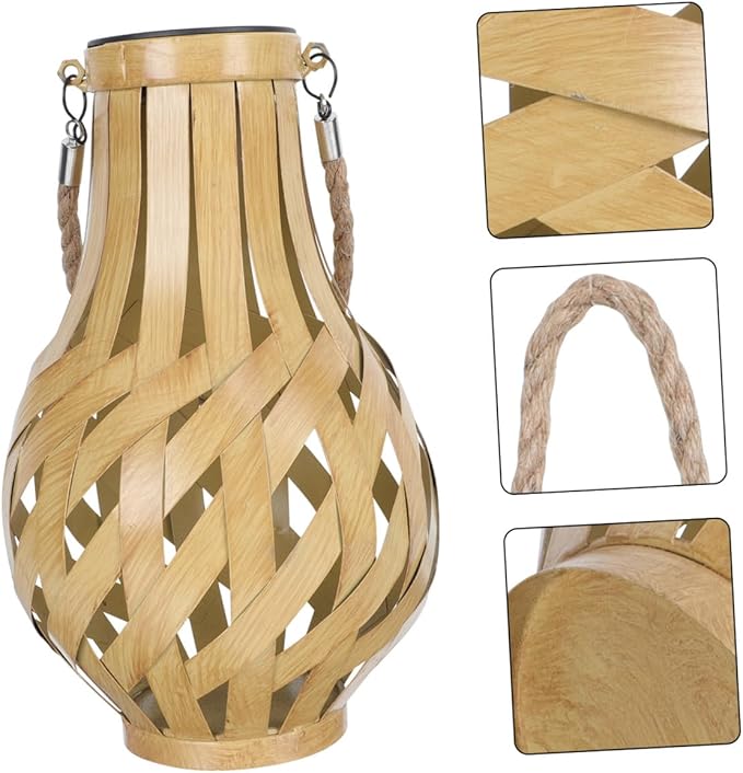 Solar Lantern for Outdoor Garden Decor Bamboo Weaving Hanging Light Modern Patio Night Light Solar Power Creative | Lumora