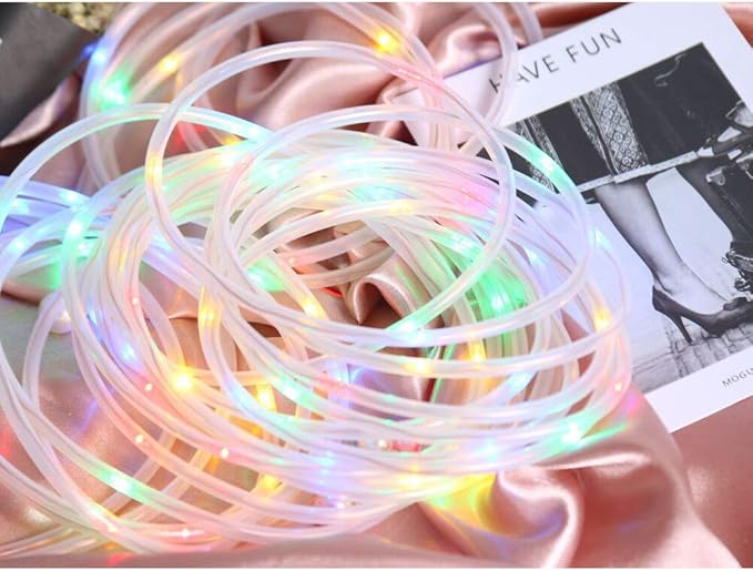 Solar String Lights, Solar Rope Lights, 40FT 8 Modes 100 LED Outdoor Lighting Rope, Waterproof Copper Wire Rope String Light for Outdoor Indoor Home Garden Patio Parties(Multi-Color)