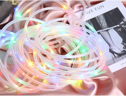 Solar String Lights, Solar Rope Lights, 40FT 8 Modes 100 LED Outdoor Lighting Rope, Waterproof Copper Wire Rope String Light for Outdoor Indoor Home Garden Patio Parties(Multi-Color)