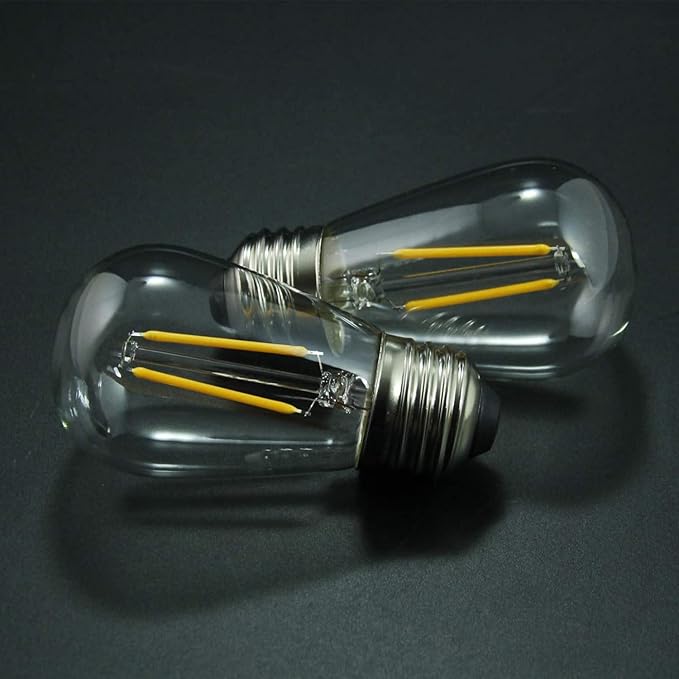 BRIMAX 100FT Outdoor String Lights 2W 30 Hanging Bulbs,with Additional 25 Pack S14 Replacement LED Bulbs,2700K Soft Warm White, Shatterproof Waterproof