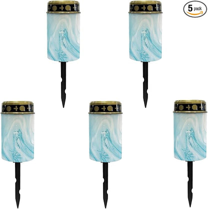 Blue Marble Solar Stake Lights Outdoor Garden Lights Pathway Lights Waterproof Landscape Lighting for Yard Patio Driveway Walkway Pretty Spotlights,Warm White