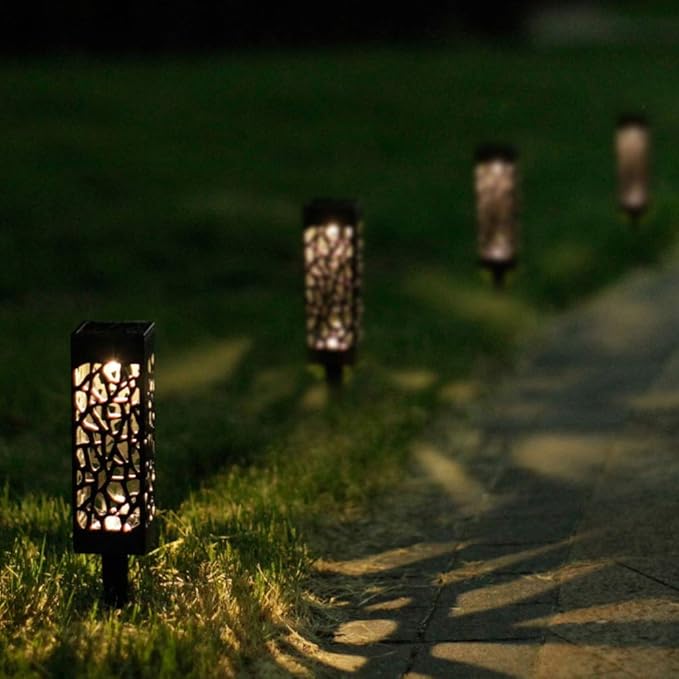 Uonlytech 6-Pack Solar Stake Lights Waterproof Outdoor Garden Lamp for Courtyard Walkway Landscape No Wiring Required