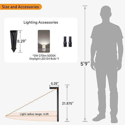 Gardenreet Brass Black Low Voltage Driveway Lights, 12V Landscape Pathway Light, AC/DC LED Waterproof Bronze L Shape Pathway Lamp for Patio House Garden with 3W 270LM 5000K G4 Bulb 8 Pack