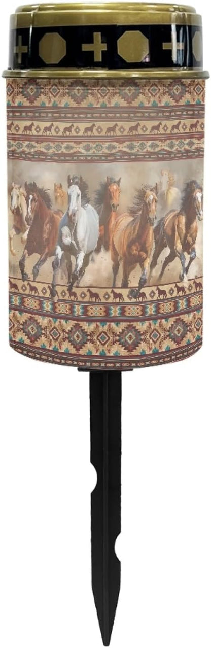 Outdoor Light Solar Garden Skate Lights Home Solar Pathway Lights Southwest Aztec Horse LED Lantern Waterproof Landscape Lighting for Yard Patio Driveway,Wall Lights Auto On/Off