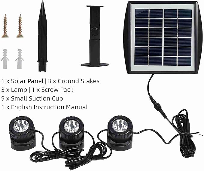 Solar Lights, Garden Outdoor Proof Water, LED Solar Pathway Lights with 3 Adjustable Heads, Stake Included, 2200mAh Battery, for Landscape, Yard, Pool, Walkway (Warm White, (Colored Light)