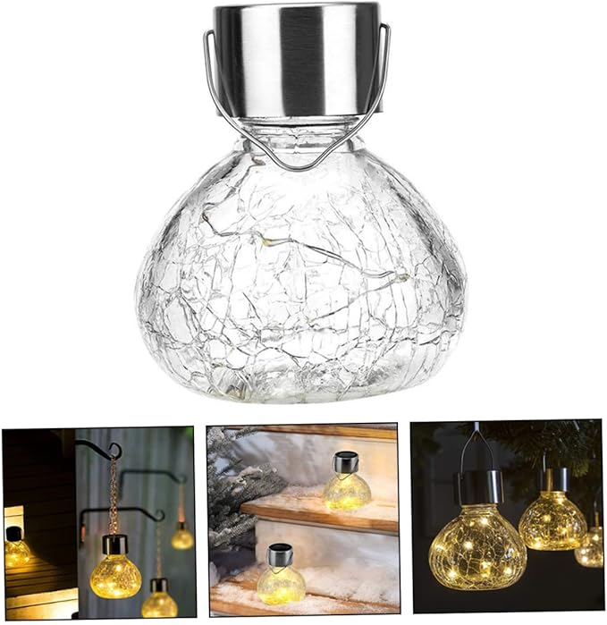 Milisten Solar Cracked Texture Glass Ball Light for Garden Decor Waterproof LED Solar Pathway Light Decorative Design for Outdoor Use