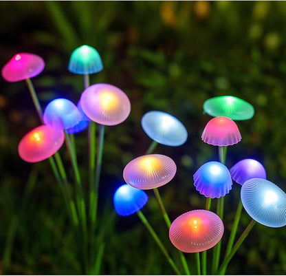 Solar Mushroom Light Outdoor Waterproof,Garden Patio Decorative 4 Colour Lights for Patio Lawn,Landscape Lighting Large Bulbs,Starlight Windswept Lights,Great Gift for Women for Gardening,2 Packs