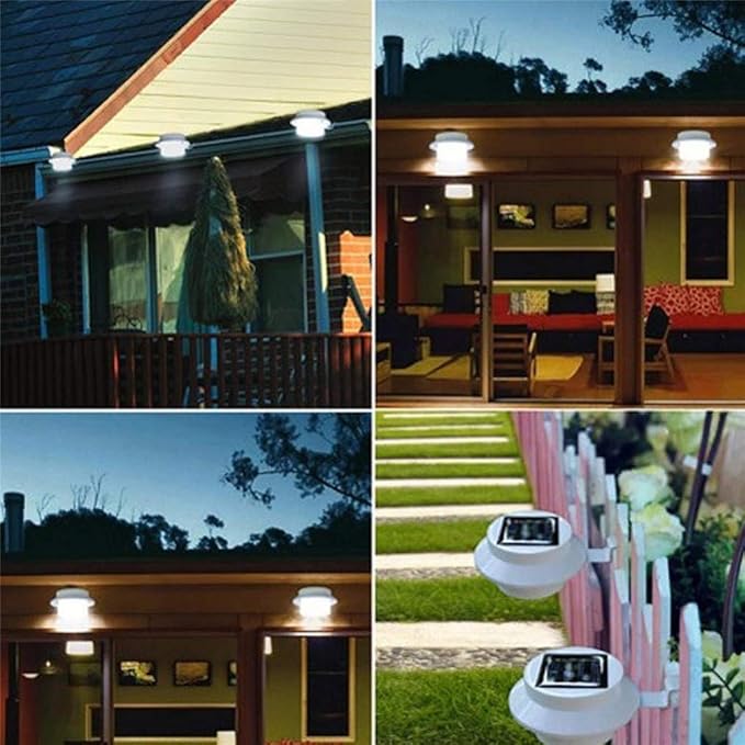 Ulalaza 6Pcs Outdoor Solar Gutter Lights Smart LED Night Light for Yard Driveway Lawn Pathway (White)